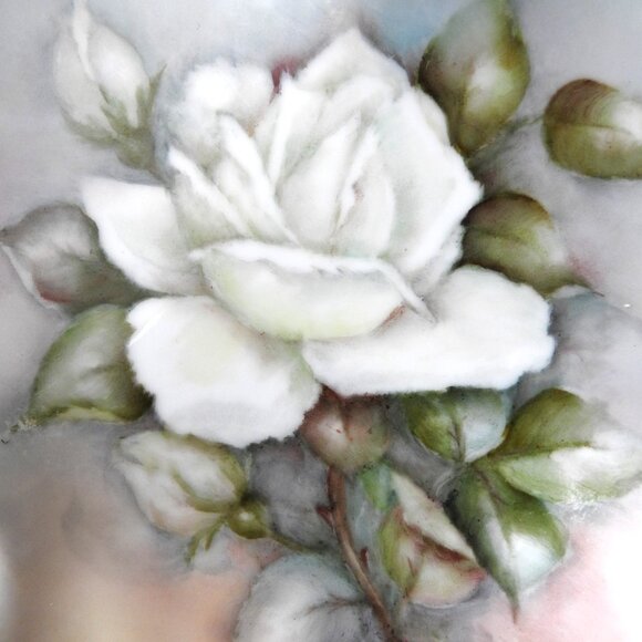 Vintage Decorative Porcelain Dish Hand Painted by Helen Hale White Rose - Picture 6 of 6